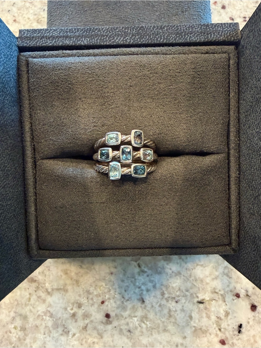DAVID YURMAN Sterling Silver Blue Topaz and Hampton Blue Topaz Confetti Ring